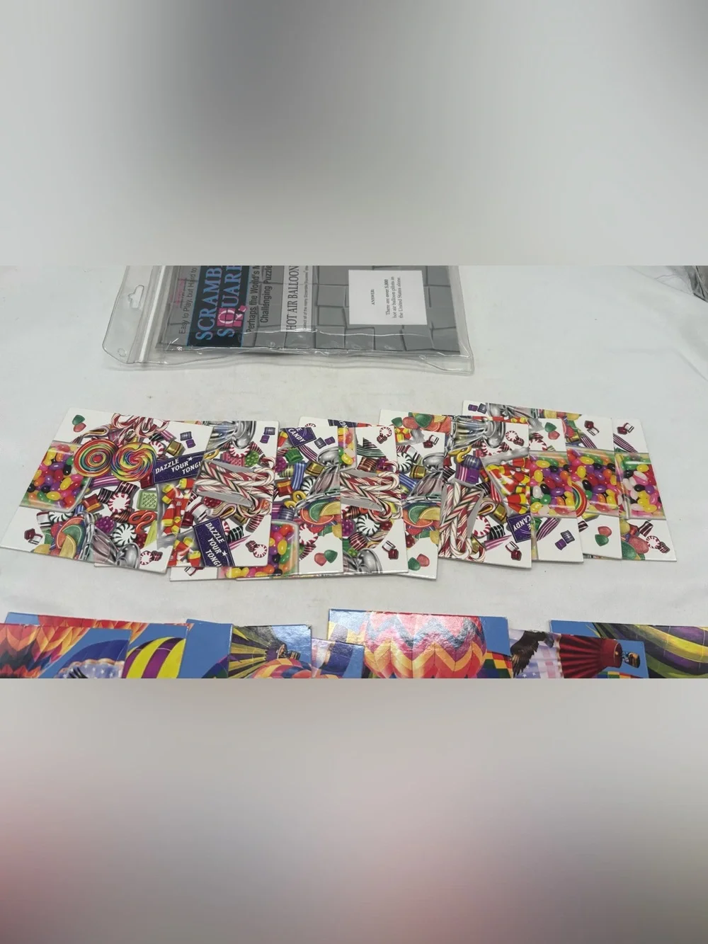 B Dazzle Hot Air Balloons And Candy Scramble Squares 9 Piece Puzzles Excellent